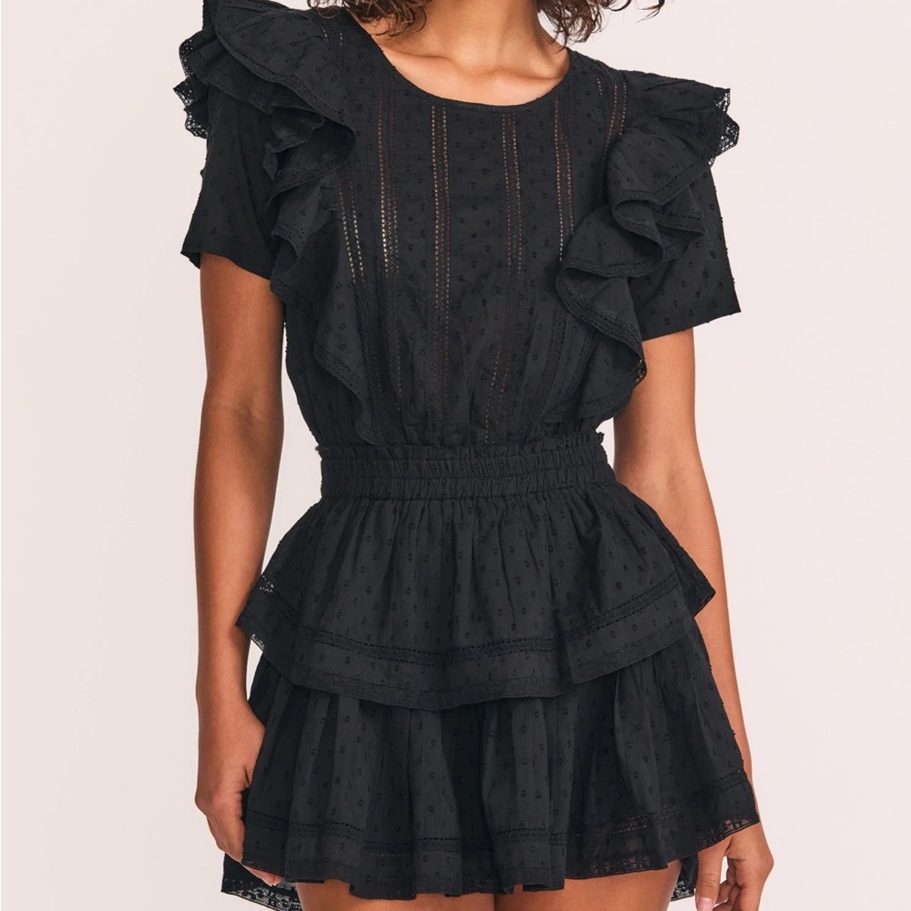 LoveShackFancy Black Natasha Mini Dress